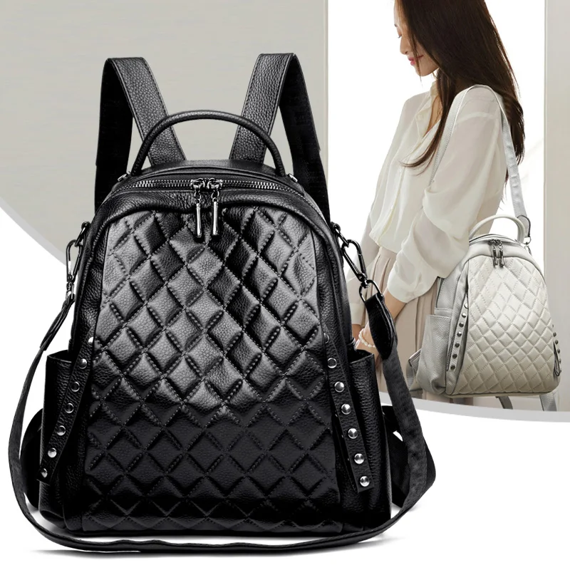 정품 가죽 럭셔리 디자이너 격자 무늬 백팩 십대 소녀용 - Luxury Bags Leather 리뷰 및 가격
